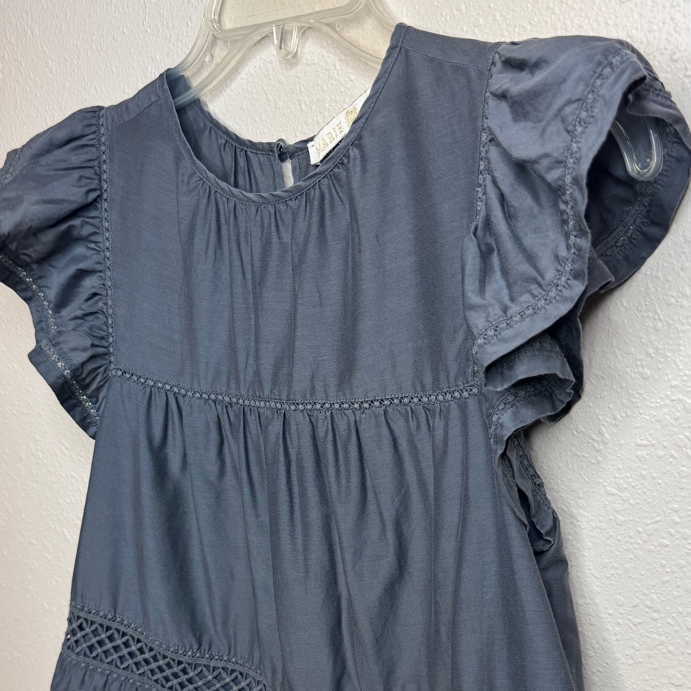 Marie Oliver Pennie‎ Charcoal Silk Cotton Crotchet Flutter Sleeve Boho - XS - Picture 6 of 16